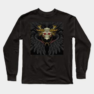 red eyes skull with black wings Long Sleeve T-Shirt